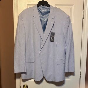 Stafford Light Blue & White Striped Seersucker Sport Coat